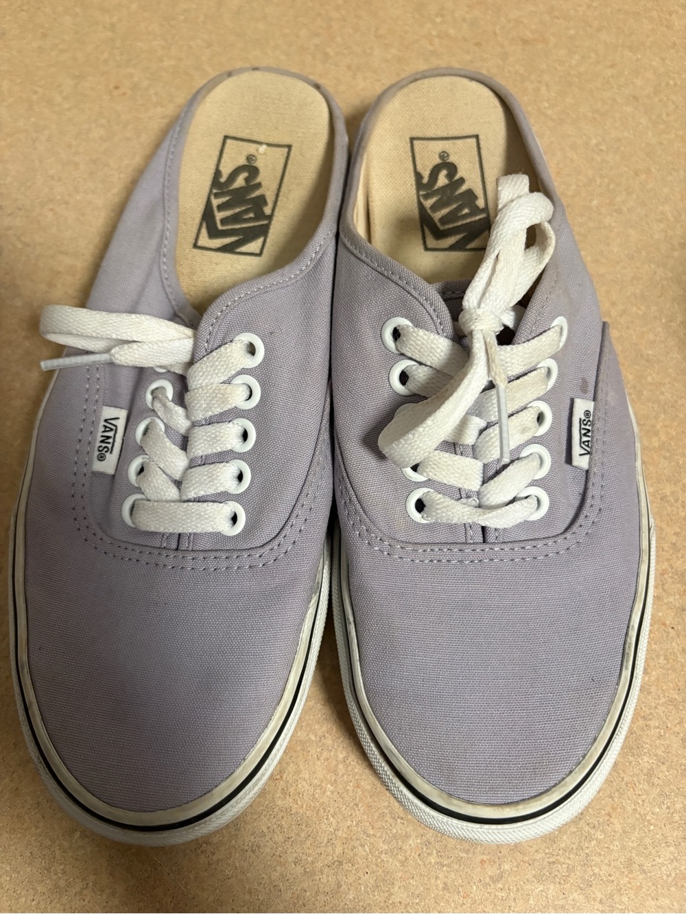 Vans Lavender Canvas Slip-On Loafers with White Laces